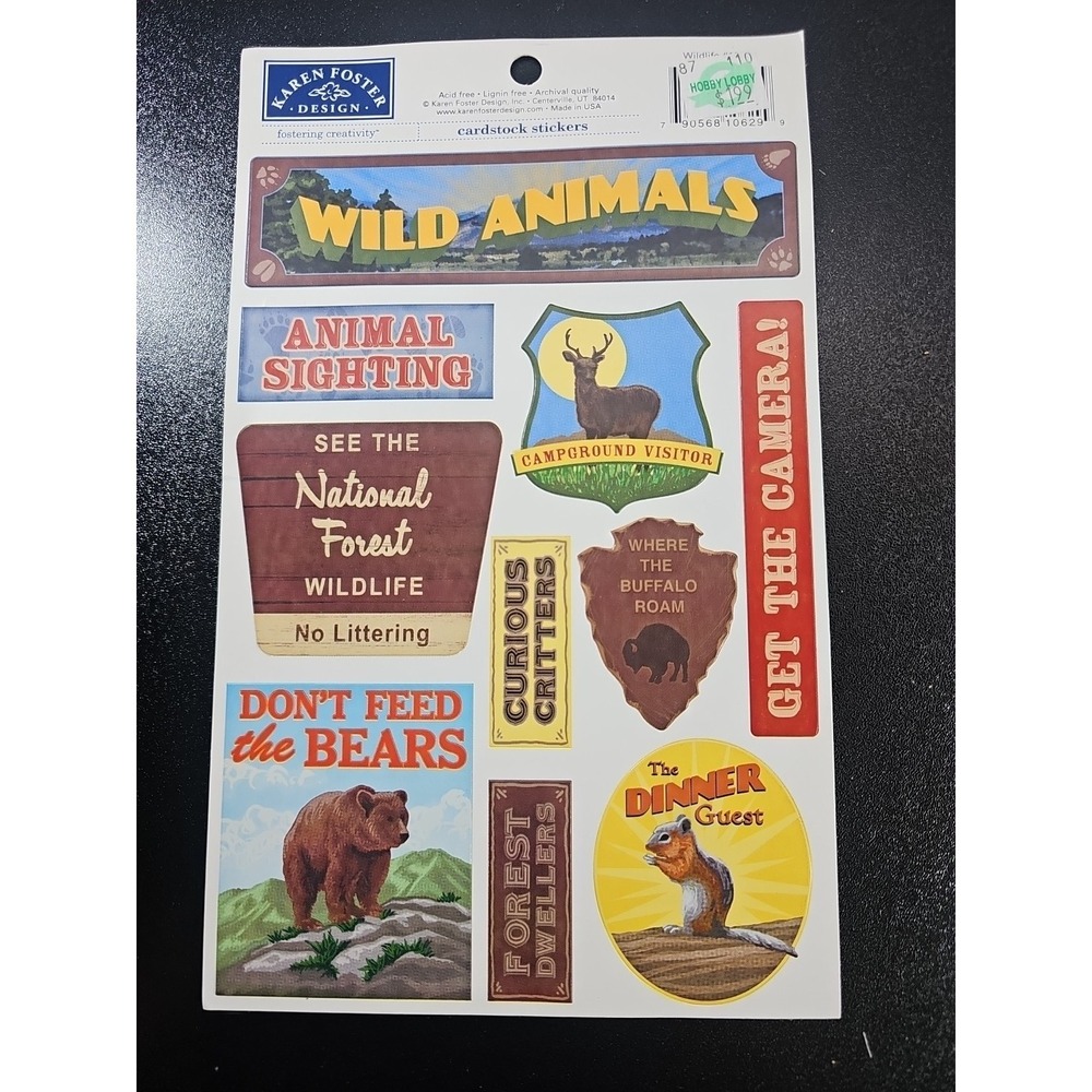 Karen Foster Design Cardstock Sticker Sheet ~ National Forest Wildlife